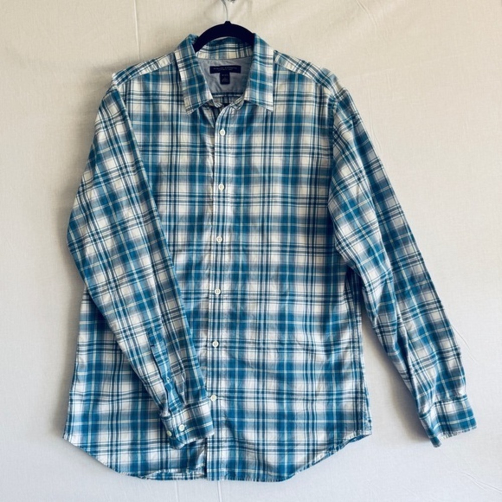 Banana Republic Blue Plaid Men's Shirt Size Large